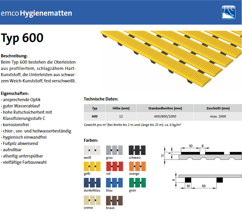 EMCO-Badematte 600, 60 cm breit