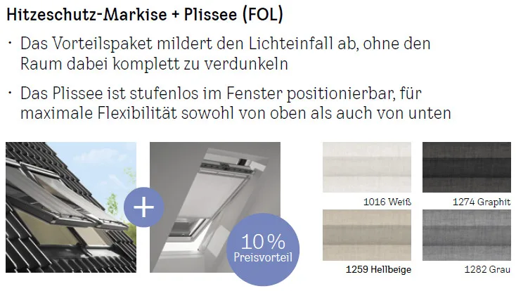 VELUX-Vorteils-Set Markise u. Plissee für Größe  U08