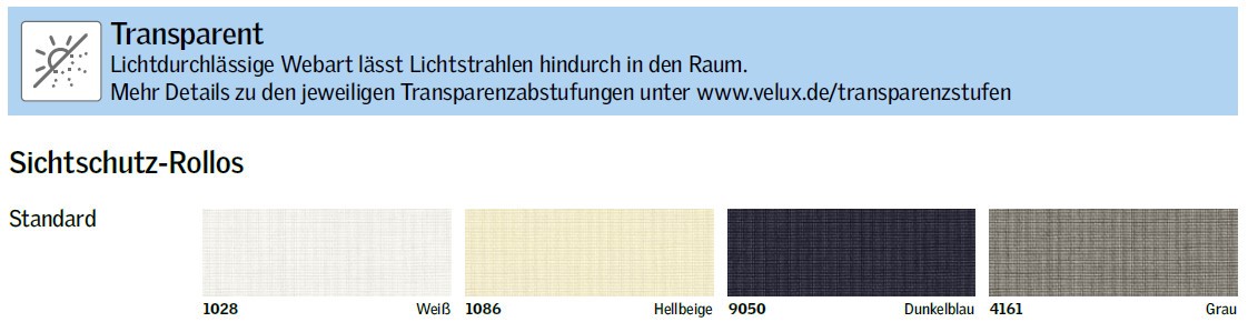 VELUX-Innenrollo RHL zum Einhängen für Fenstergröße C02/C04/C06/CK02/CK04/CK06